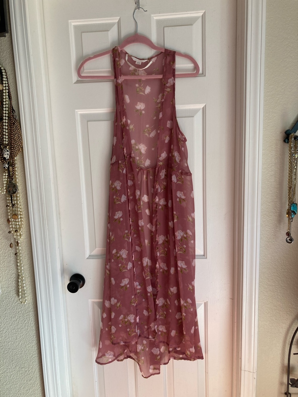 LC Lauren Conrad Mauve Floral Sheer Blouse